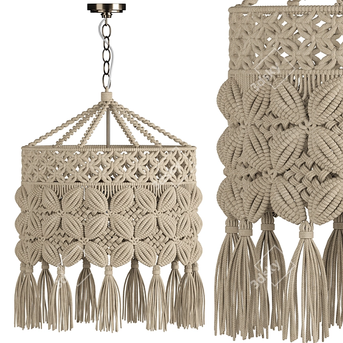 Macrame Chandelier 13: Elegant and Boho 3D model image 1