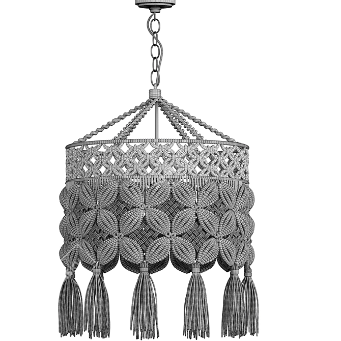 Macrame Chandelier 13: Elegant and Boho 3D model image 4