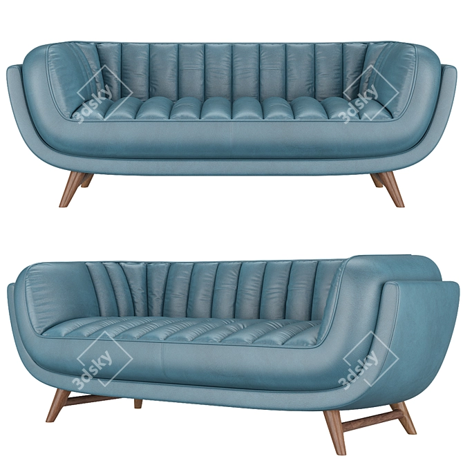 Stylish Seater Leather Sofa: BRUNO 3D model image 2