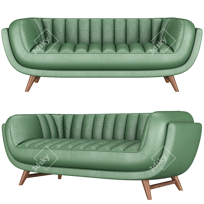 Stylish Seater Leather Sofa: BRUNO 3D model image 4