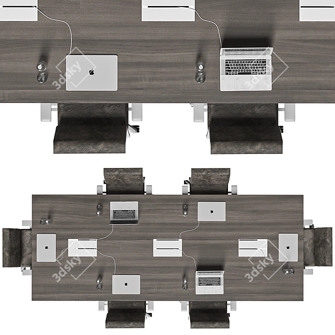 Brown Modern Conference Table 3D model image 3