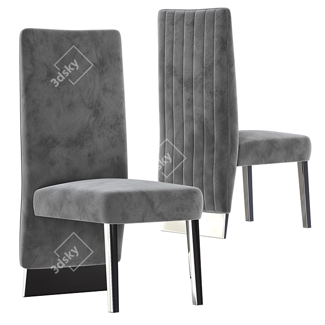 Gray Velvet Porsha Dining Chair 3D model image 2