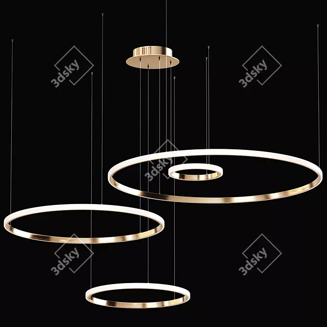 Golden & Black Hanging Lamps 3D model image 1