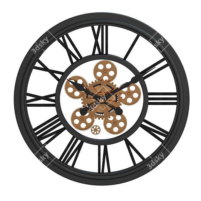 Vintage Black Round Wall Clock 3D model image 1