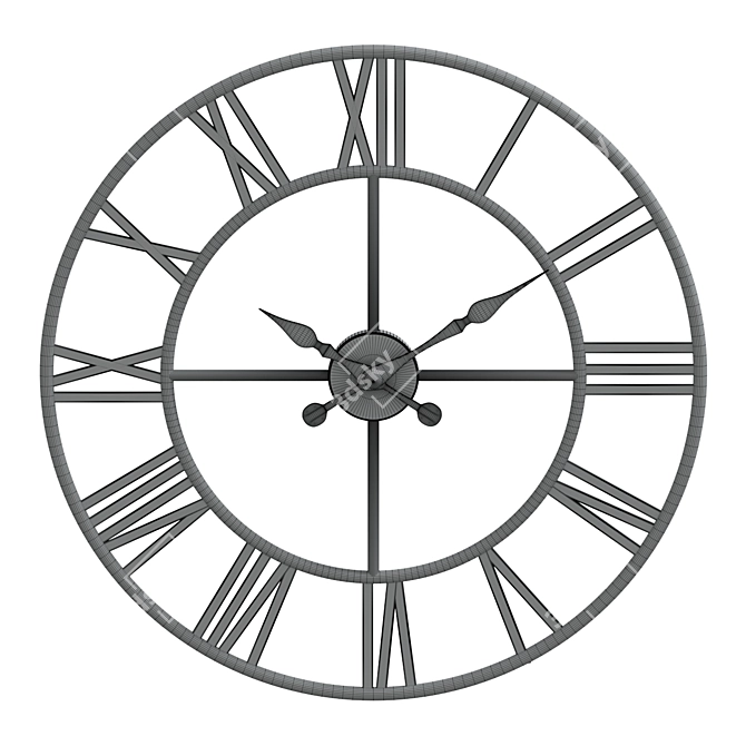 Modern Black Wall Clock 3D model image 2