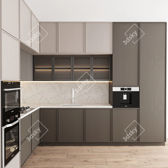 Modern Kitchen Design 3D model image 3