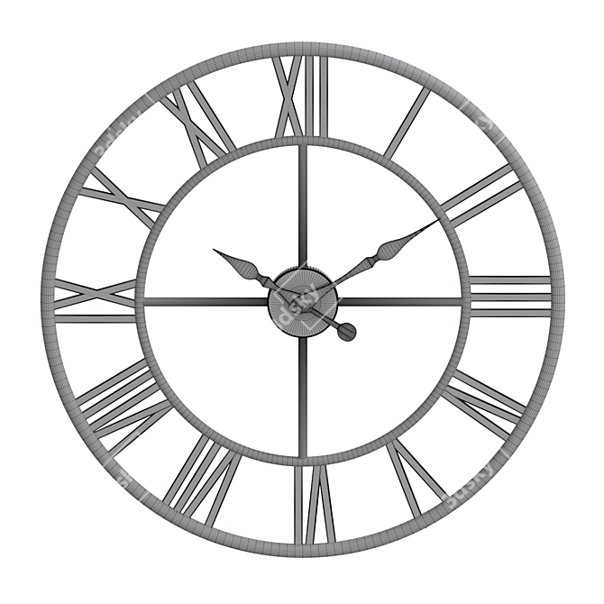 Roman Numeral Wall Clock 3D model image 2