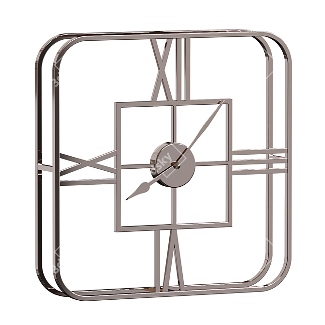 Modern Metallic Chrome Square Wall Clock 3D model image 1