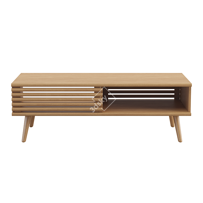 Mid-Century Oak Coffee Table 3D model image 2