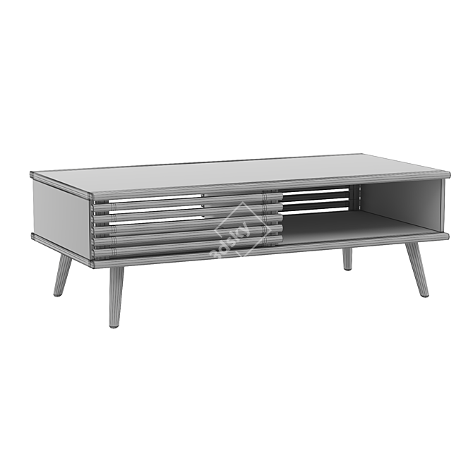 Mid-Century Oak Coffee Table 3D model image 4