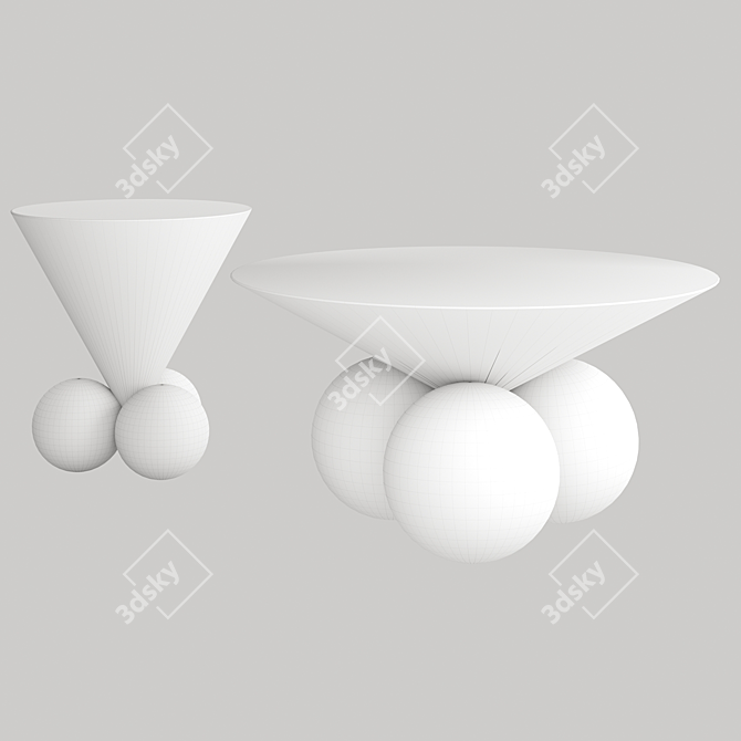 Gray Cement Coffee/End Tables 3D model image 5