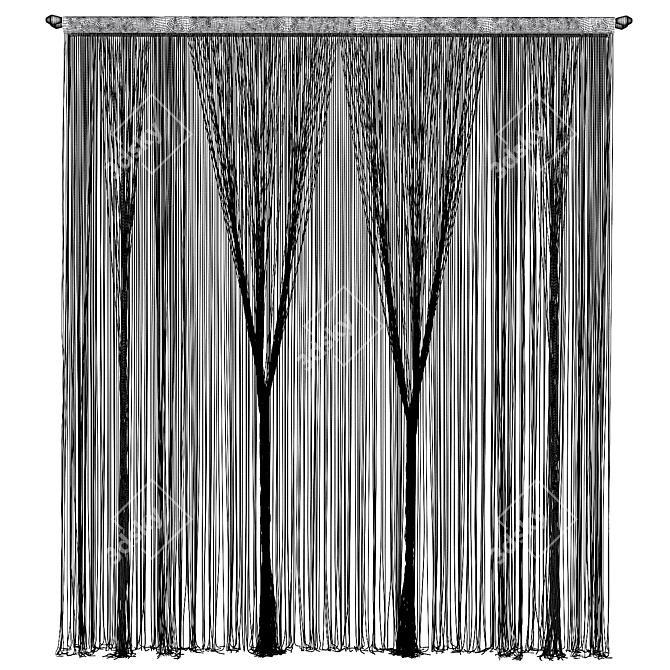 Elegant Lace Curtains 3D model image 6