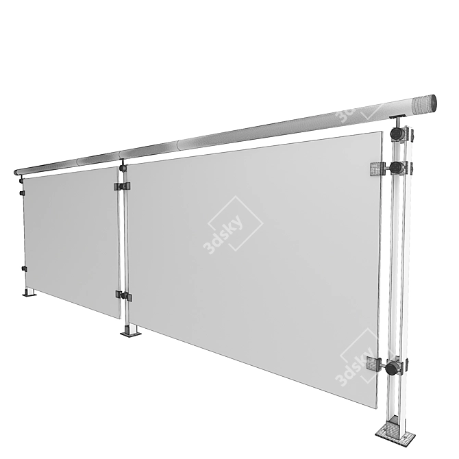 Versatile Expandable Glass Railing 3D model image 3