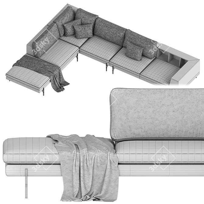 Italian L-shape Sofa by Kim Ditre 3D model image 7