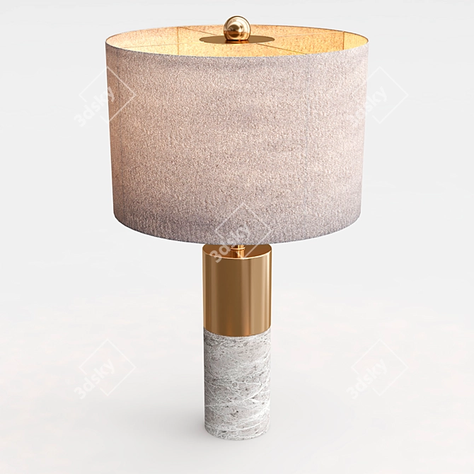 Retro Mod Metal & Marble Lamp 3D model image 1