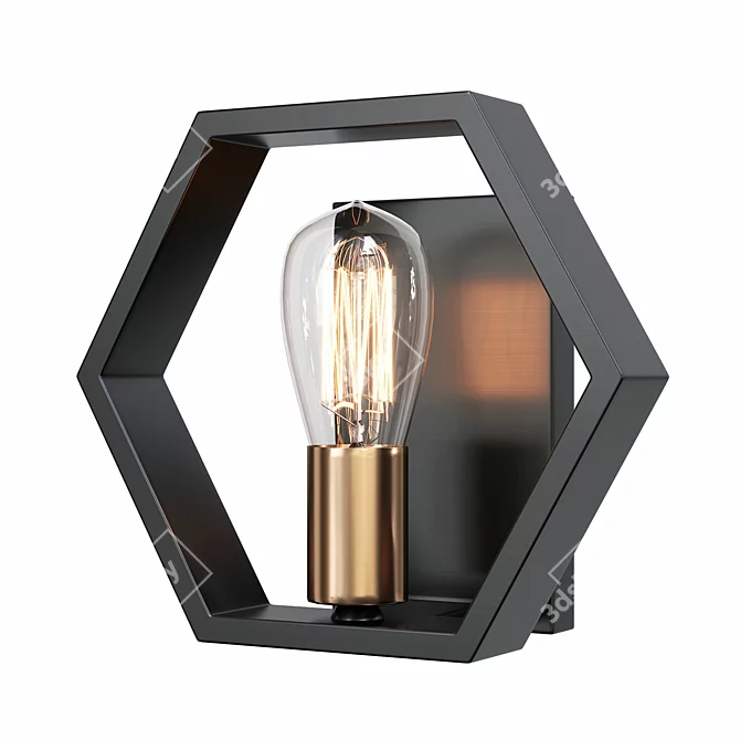 Modern Hexagon Sconce: Contemporary Elegance Illuminated 3D model image 1