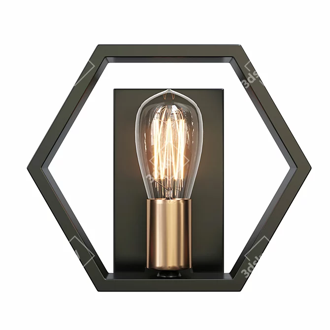 Modern Hexagon Sconce: Contemporary Elegance Illuminated 3D model image 2