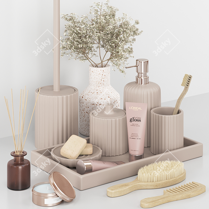 Modern Bathroom Set: Stylish and Functional 3D model image 1