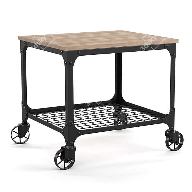 Industrial Style Rolling Bar Cart 3D model image 1