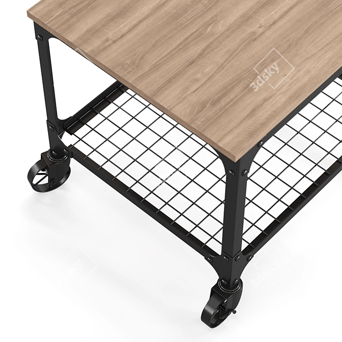 Industrial Style Rolling Bar Cart 3D model image 5