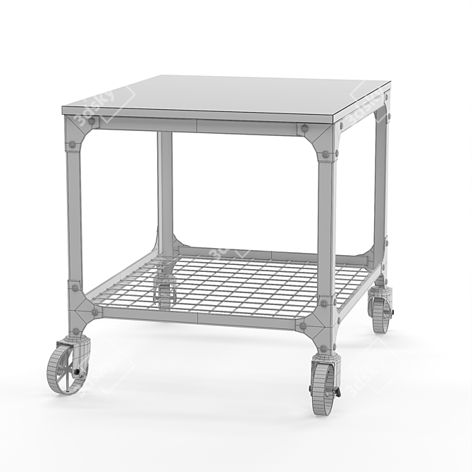 Industrial Style Rolling Bar Cart 3D model image 7