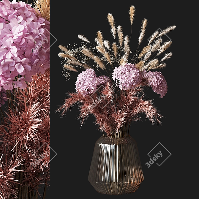  Rustic Charm: Dried Flower Bouquet 3D model image 1