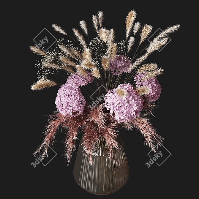  Rustic Charm: Dried Flower Bouquet 3D model image 2