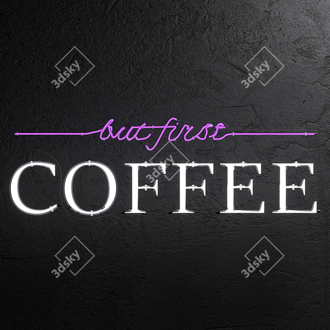 Colorful Neon Coffee Sign 3D model image 1