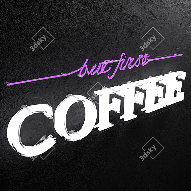 Colorful Neon Coffee Sign 3D model image 2