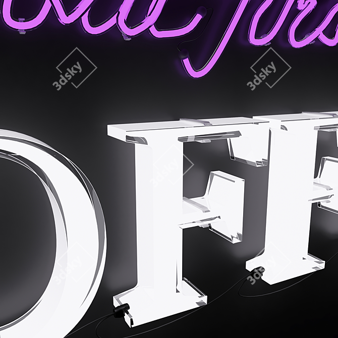 Colorful Neon Coffee Sign 3D model image 8