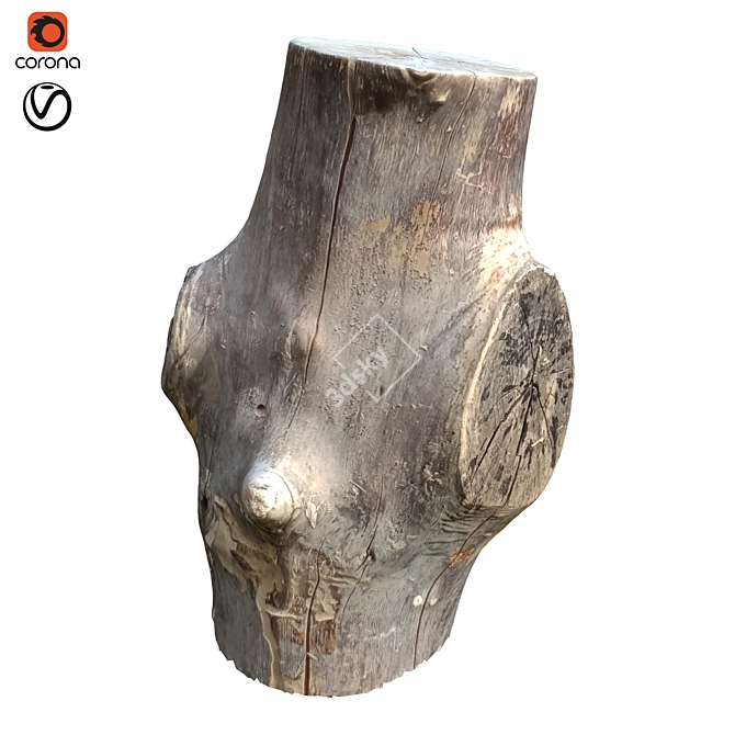 Natural Tree Trunk Sculpture 3D model image 1