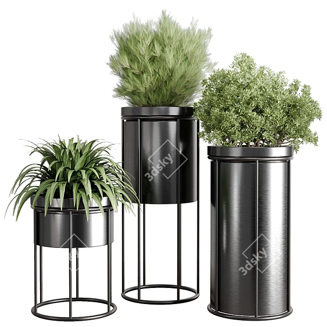 Metal Vase Plant Stand: Stylish Indoor/Outdoor Collection 3D model image 1