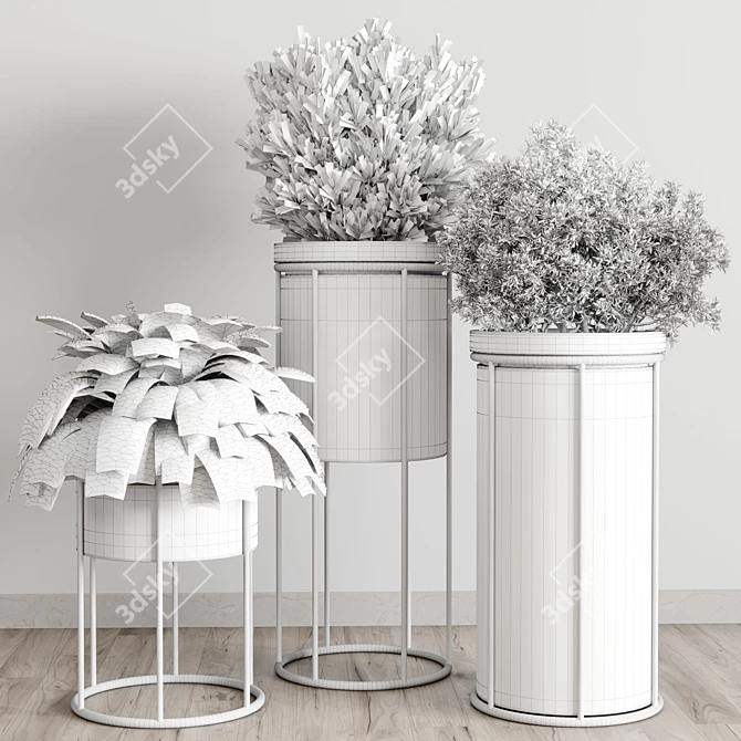 Metal Vase Plant Stand: Stylish Indoor/Outdoor Collection 3D model image 6