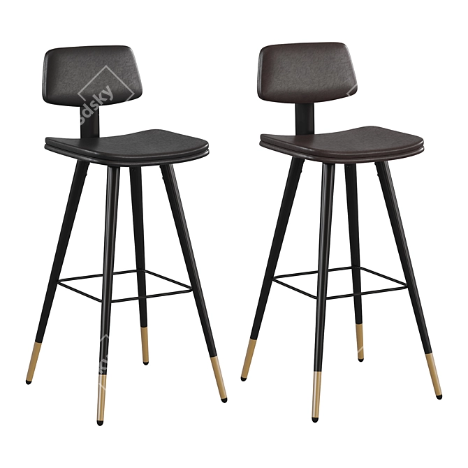 Title: Flash Furniture Leather Bar Stool 3D model image 1