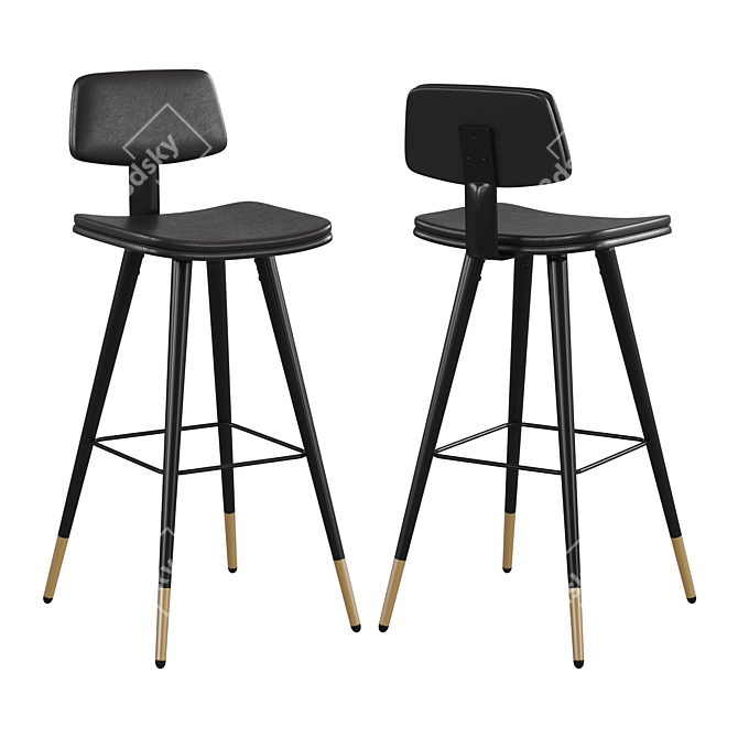 Title: Flash Furniture Leather Bar Stool 3D model image 3