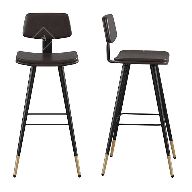 Title: Flash Furniture Leather Bar Stool 3D model image 4