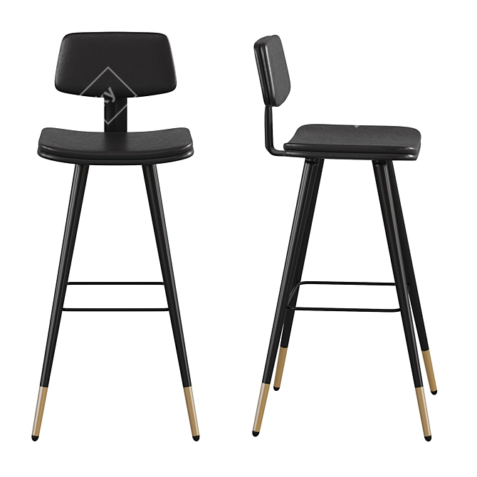 Title: Flash Furniture Leather Bar Stool 3D model image 5