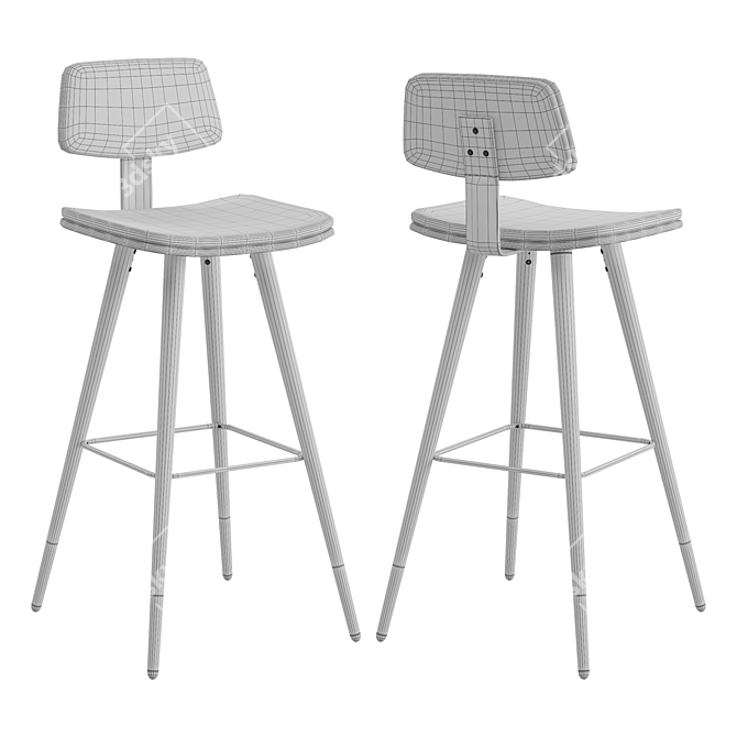 Title: Flash Furniture Leather Bar Stool 3D model image 6