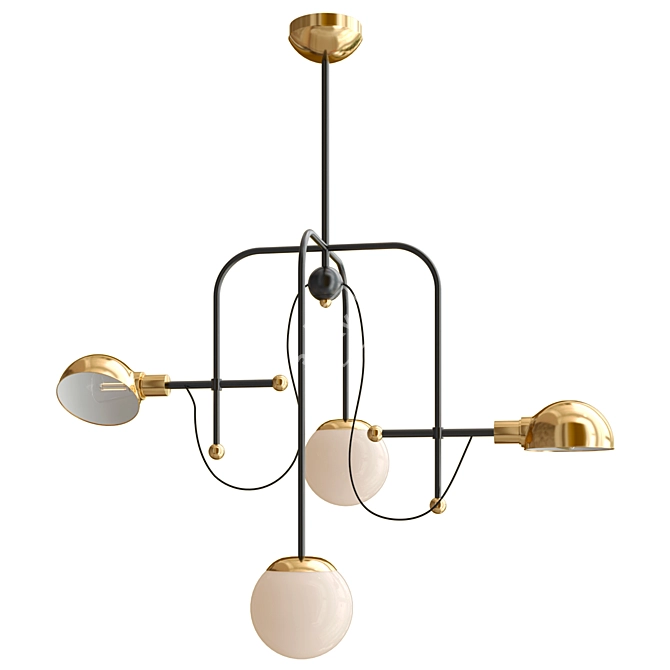 Modern Pendant Lamp with Dual Shades 3D model image 1