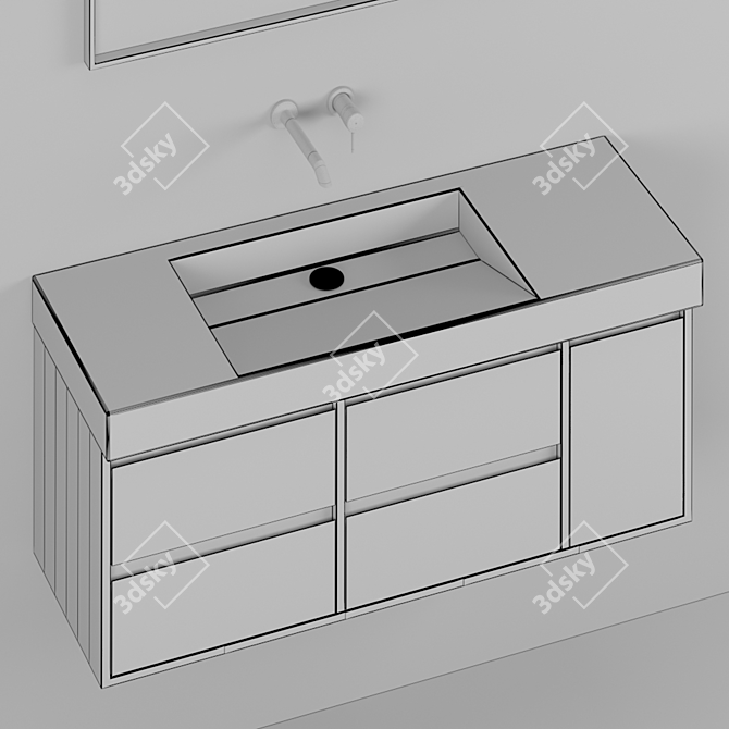 Sleek Corian Bathroom Sink 3D model image 4