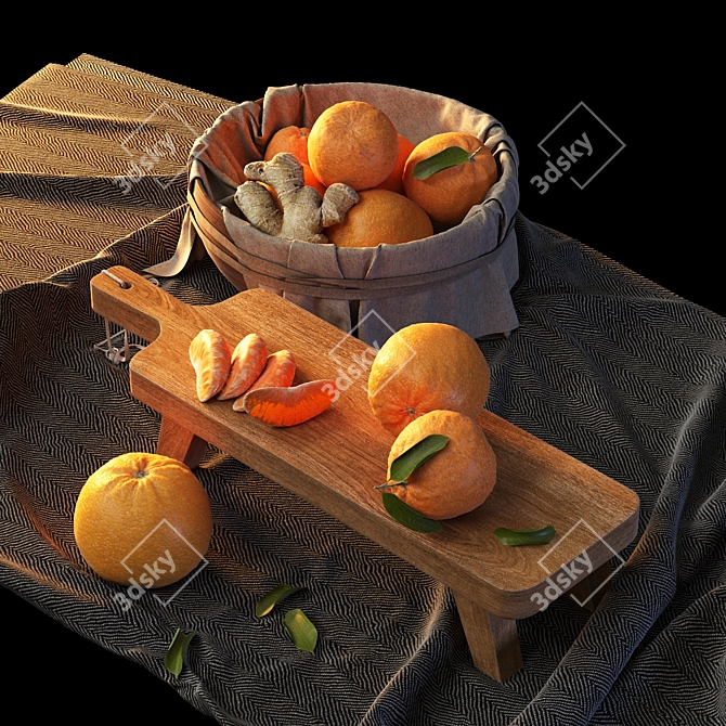 Tropical Spice Kitchen Decor Set 3D model image 1