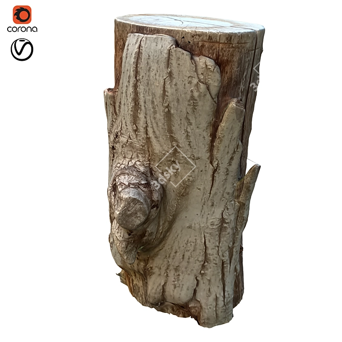 Natural Tree Trunk Sculpture 3D model image 1