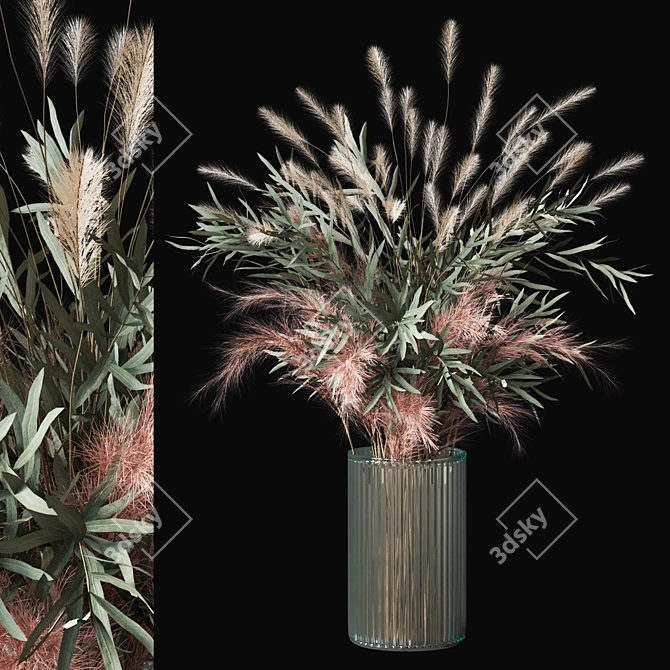 Eternal Blooms Dried Flower Bouquet 3D model image 1