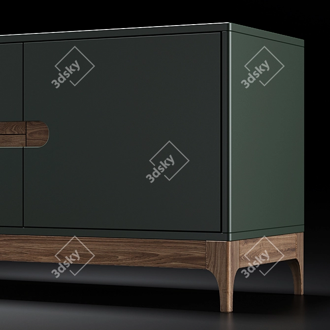 Modern Oak TV Console 3D model image 2