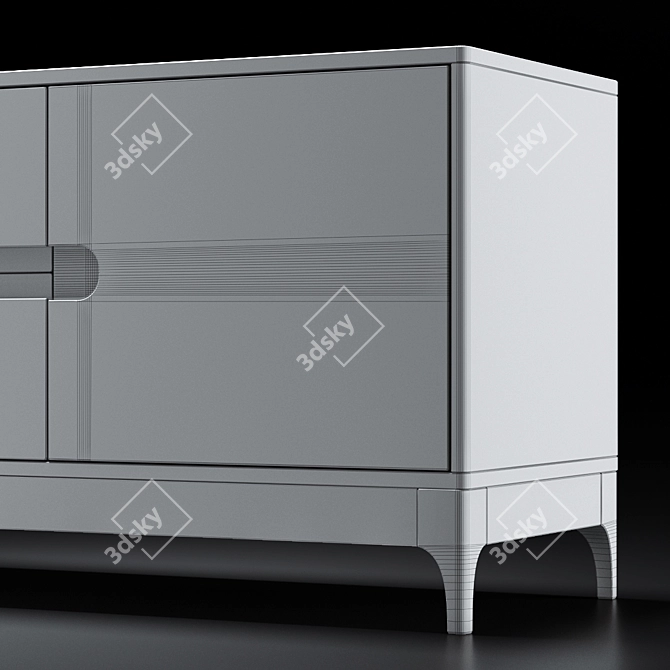 Modern Oak TV Console 3D model image 3