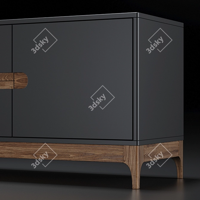 Modern Oak TV Console 3D model image 4