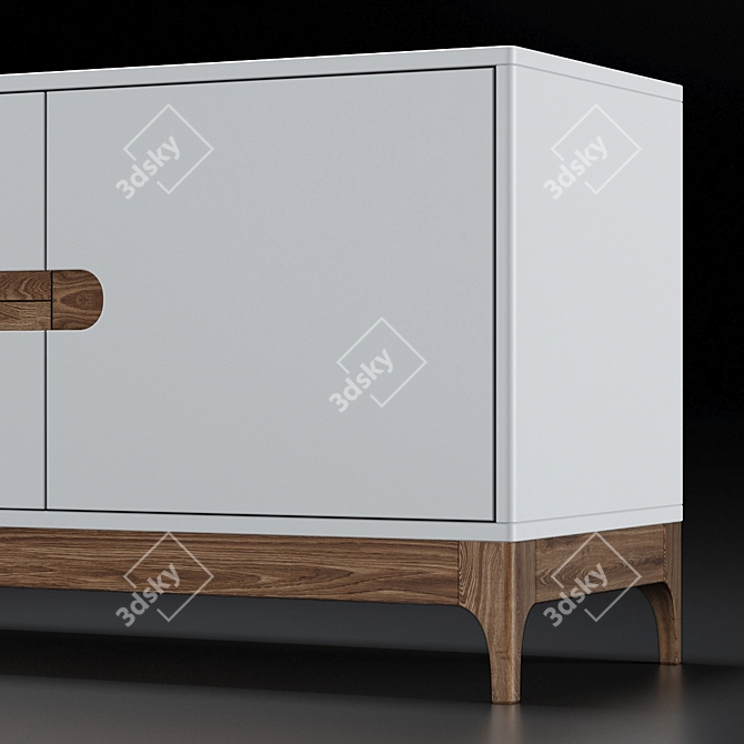 Modern Oak TV Console 3D model image 5