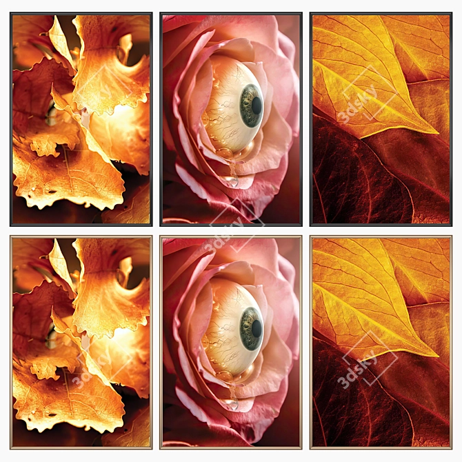 Versatile Set of 3 Wall Paintings 3D model image 2