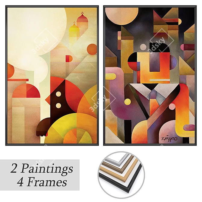 Gallery Set: Paintings & Frames 3D model image 1