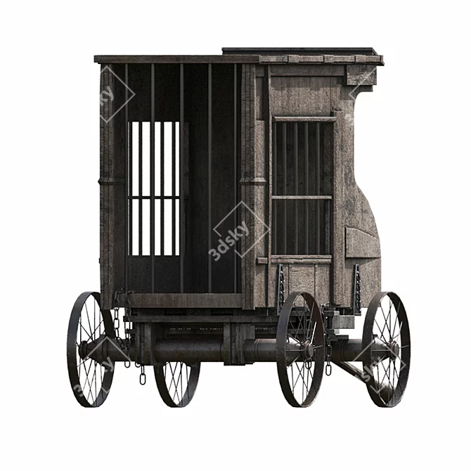 Medieval Carriage C1: Lowpoly Elegance 3D model image 3